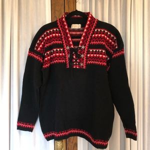 Figgjo Black Red Nordic Wool Sweater